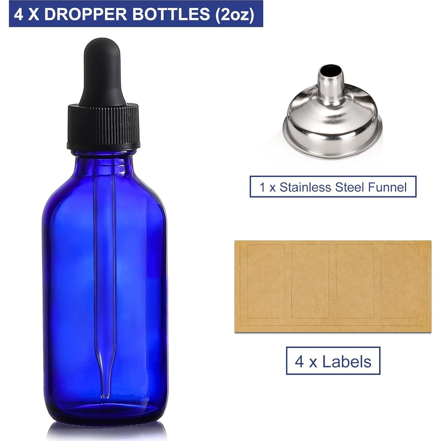 AOZITA 4 Botellas Goteo Cristal 60ml con Cuentagotas