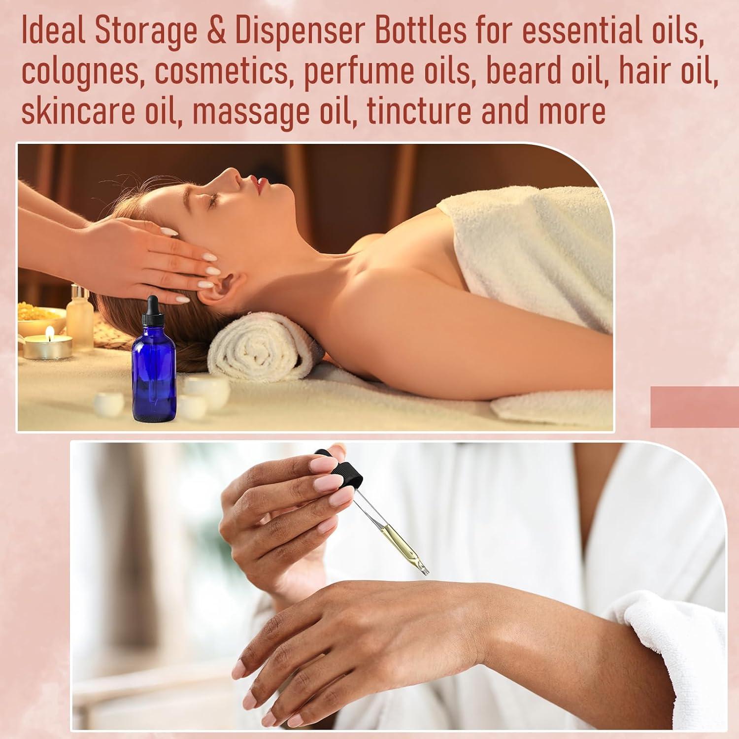 AOZITA 4 Botellas Goteo Cristal 60ml con Cuentagotas