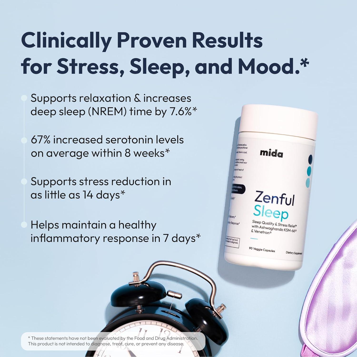 Suplemento Zenful Sleep Mida Health 90 Cápsulas Relajación