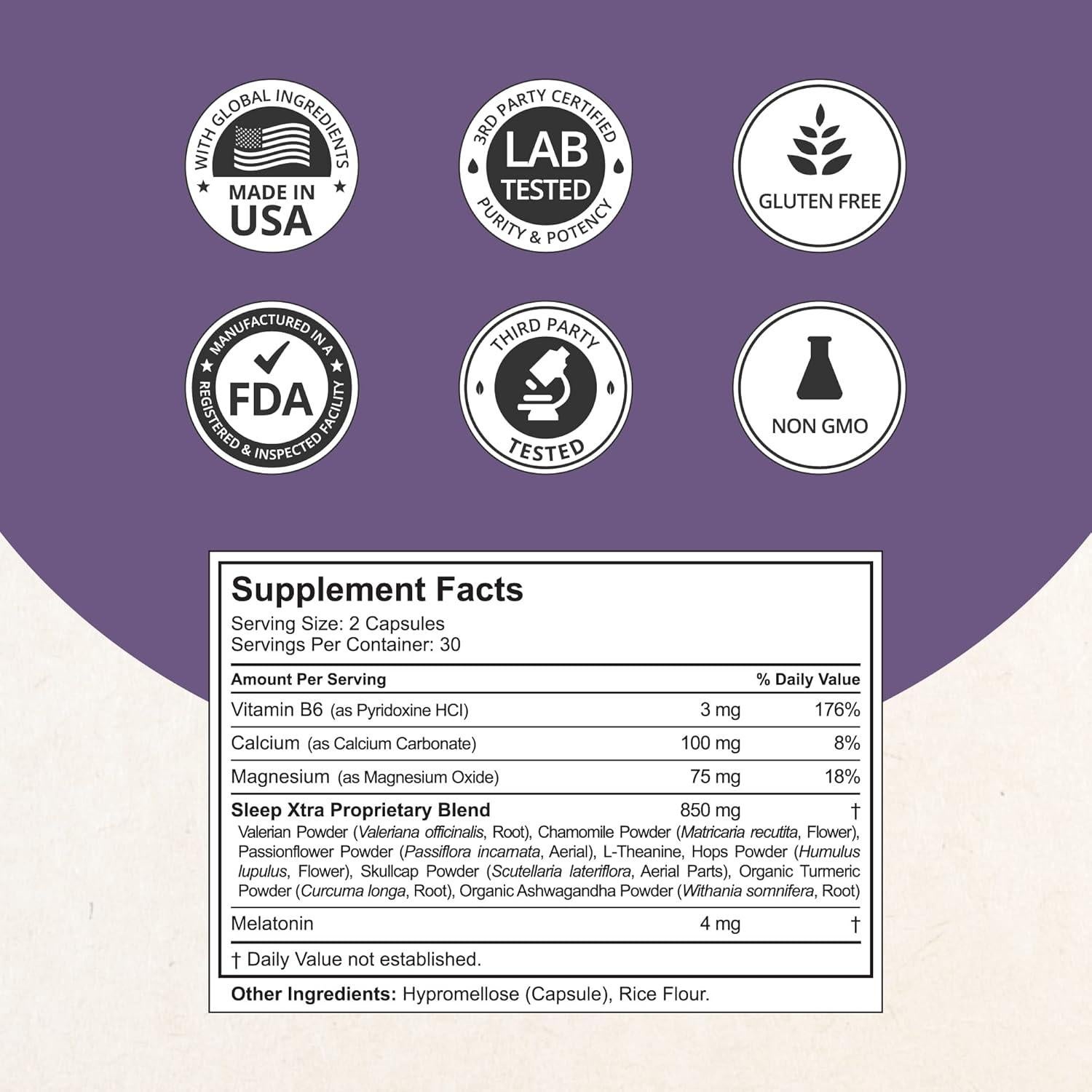 Suplemento para Sueño NuBest Sleep Xtra - 60 Cápsulas Veganas