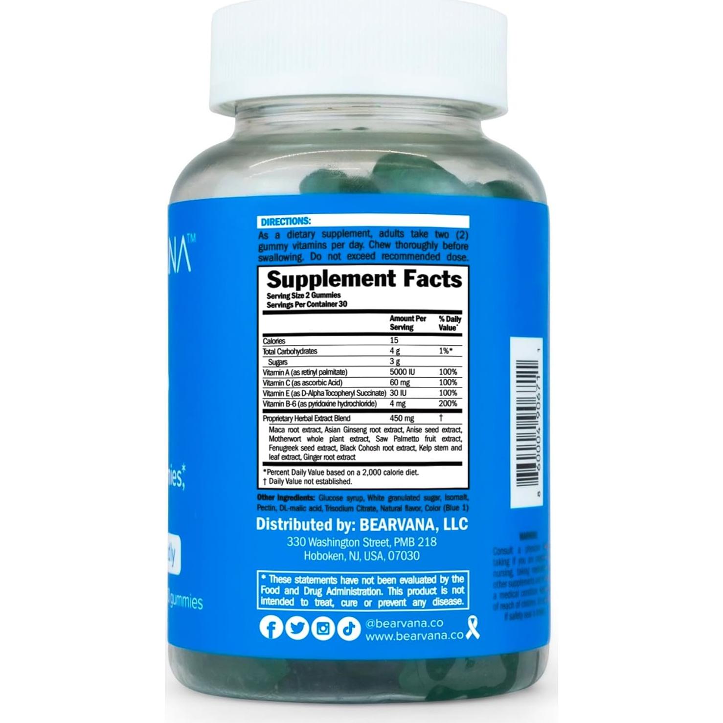 Gomitas de Soporte Bearvana para Mujeres - 60 Unidades