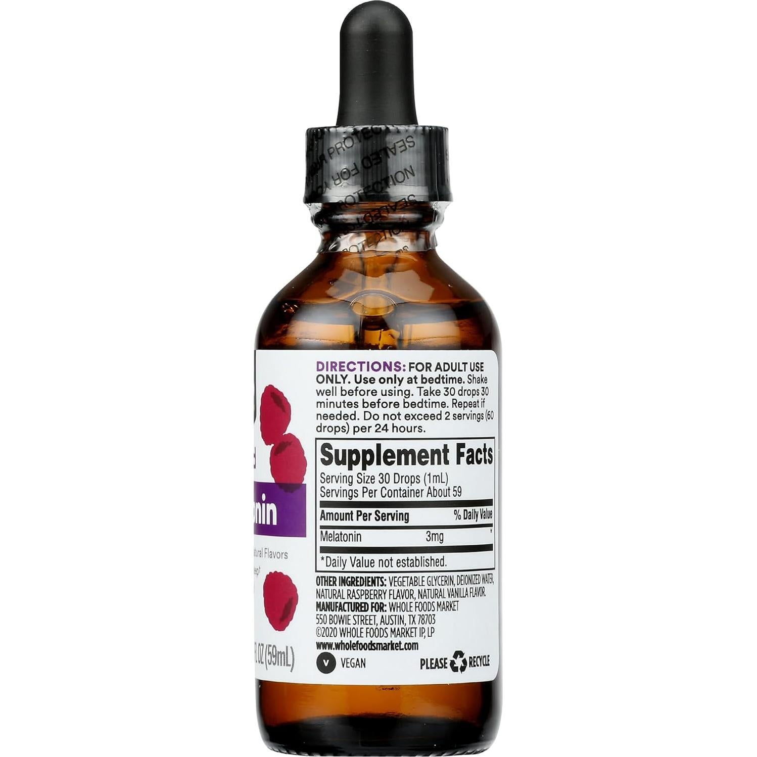 Melatonina Líquida 365 Whole Foods 59 ml Sabor Frambuesa