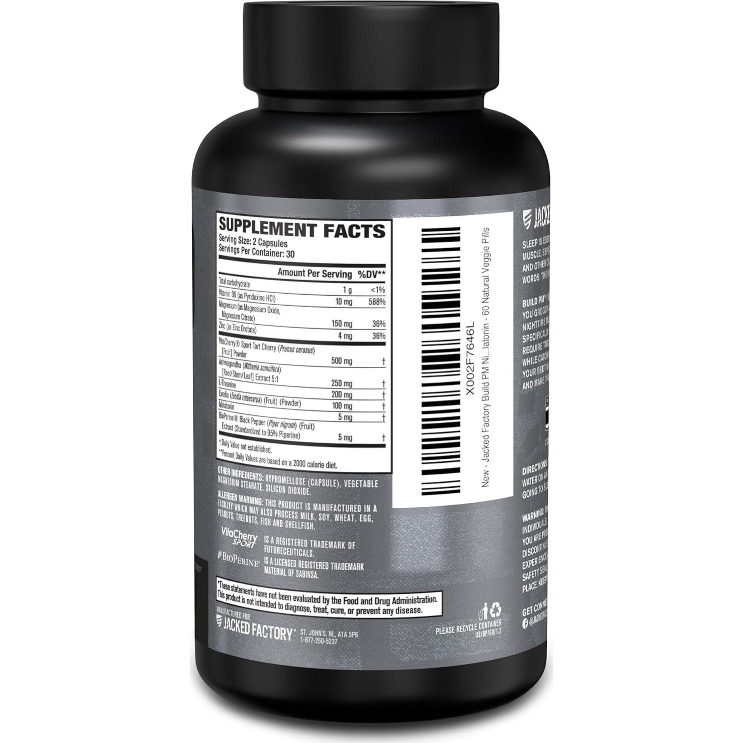 Suplemento Jacked Factory Build PM 60 Cápsulas Naturales