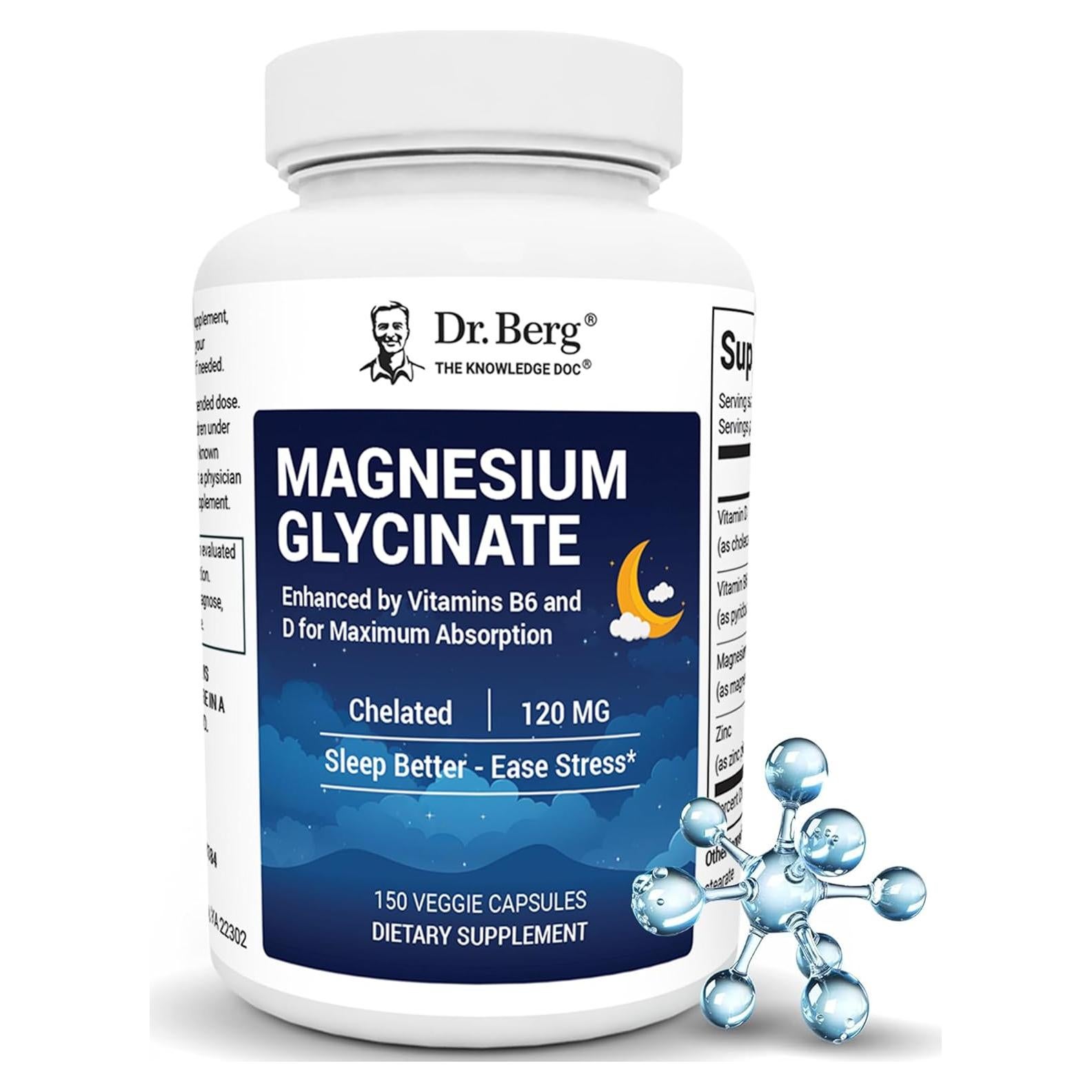 Suplemento de Magnesio Glicinato Dr. Berg 150 Caps