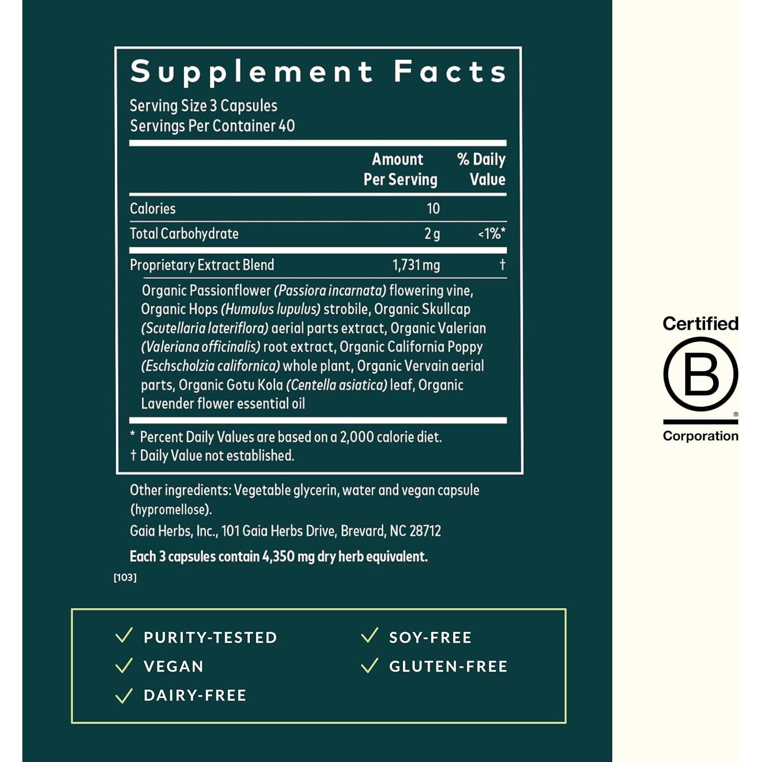 Suplemento Natural para el Sueño Gaia Herbs 120 Cápsulas