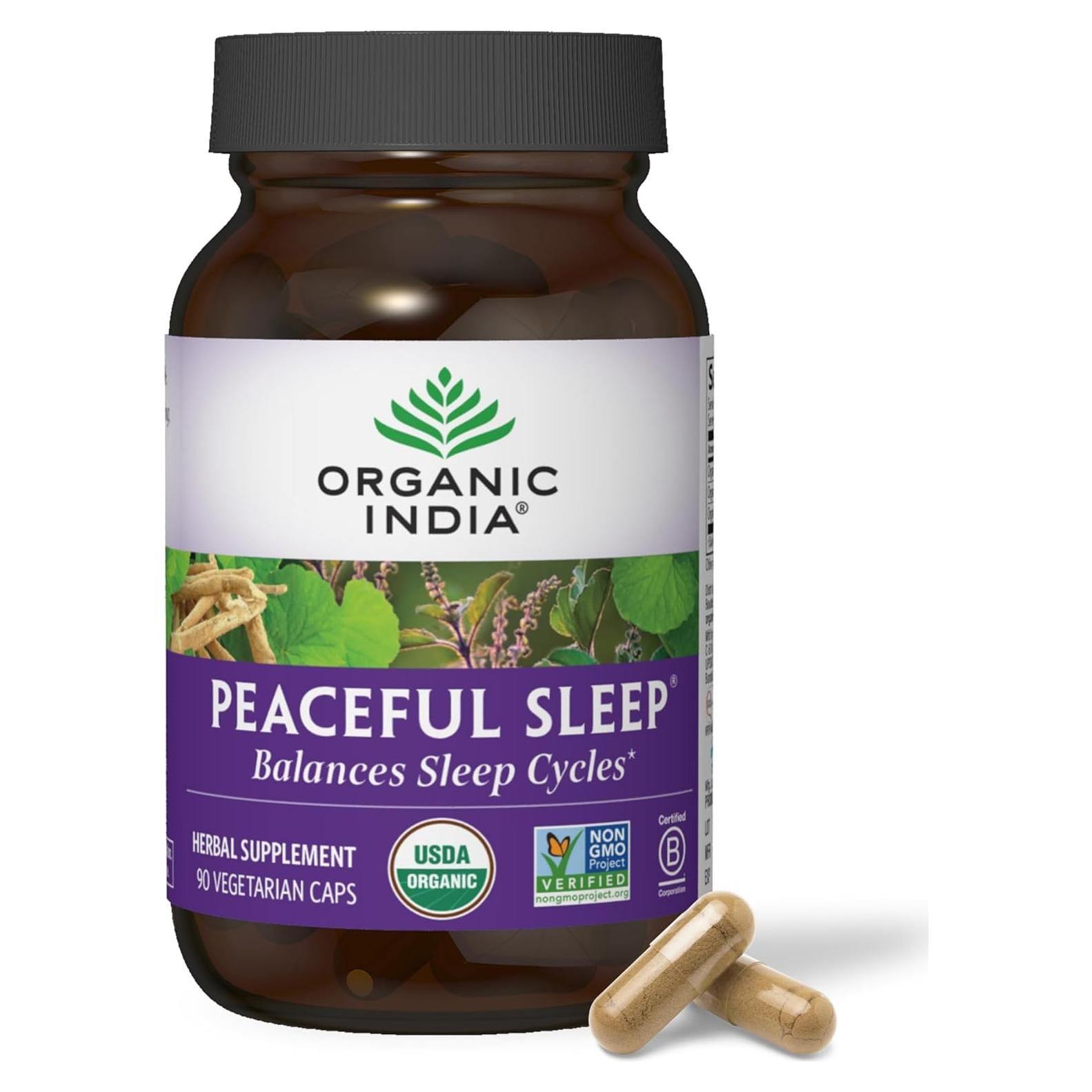 Suplemento Herbal Organic India Sueño Paz 90 Cápsulas