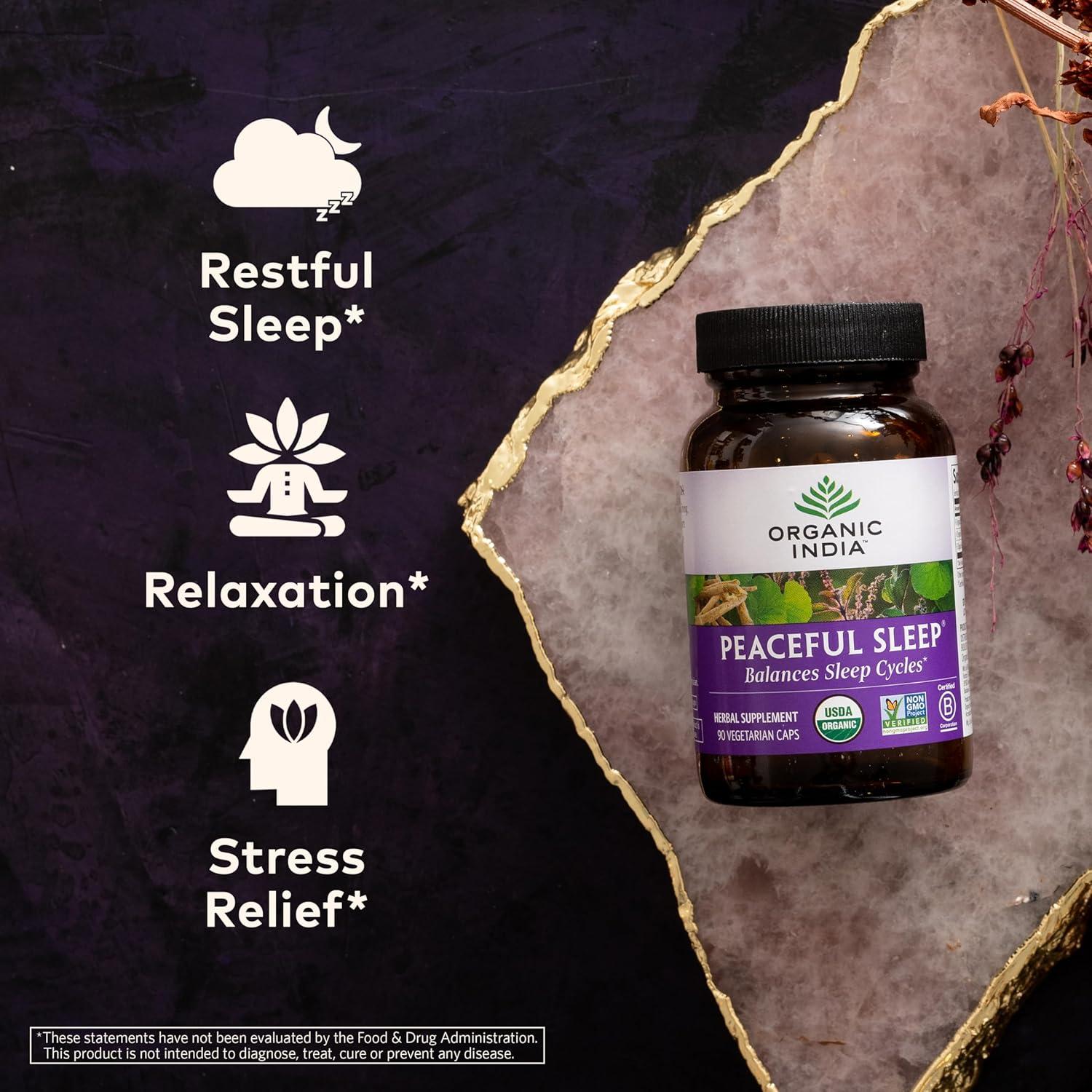 Suplemento Herbal Organic India Sueño Paz 90 Cápsulas