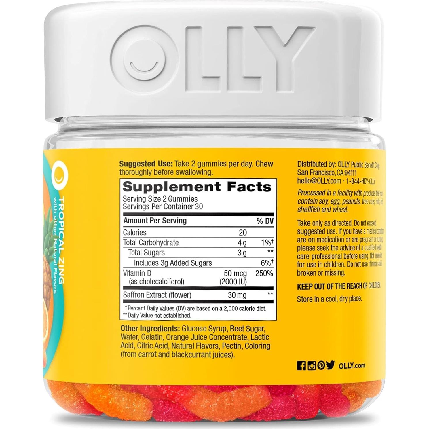 Suplemento Masticable OLLY Hello Happy 60 Gomitas Tropical