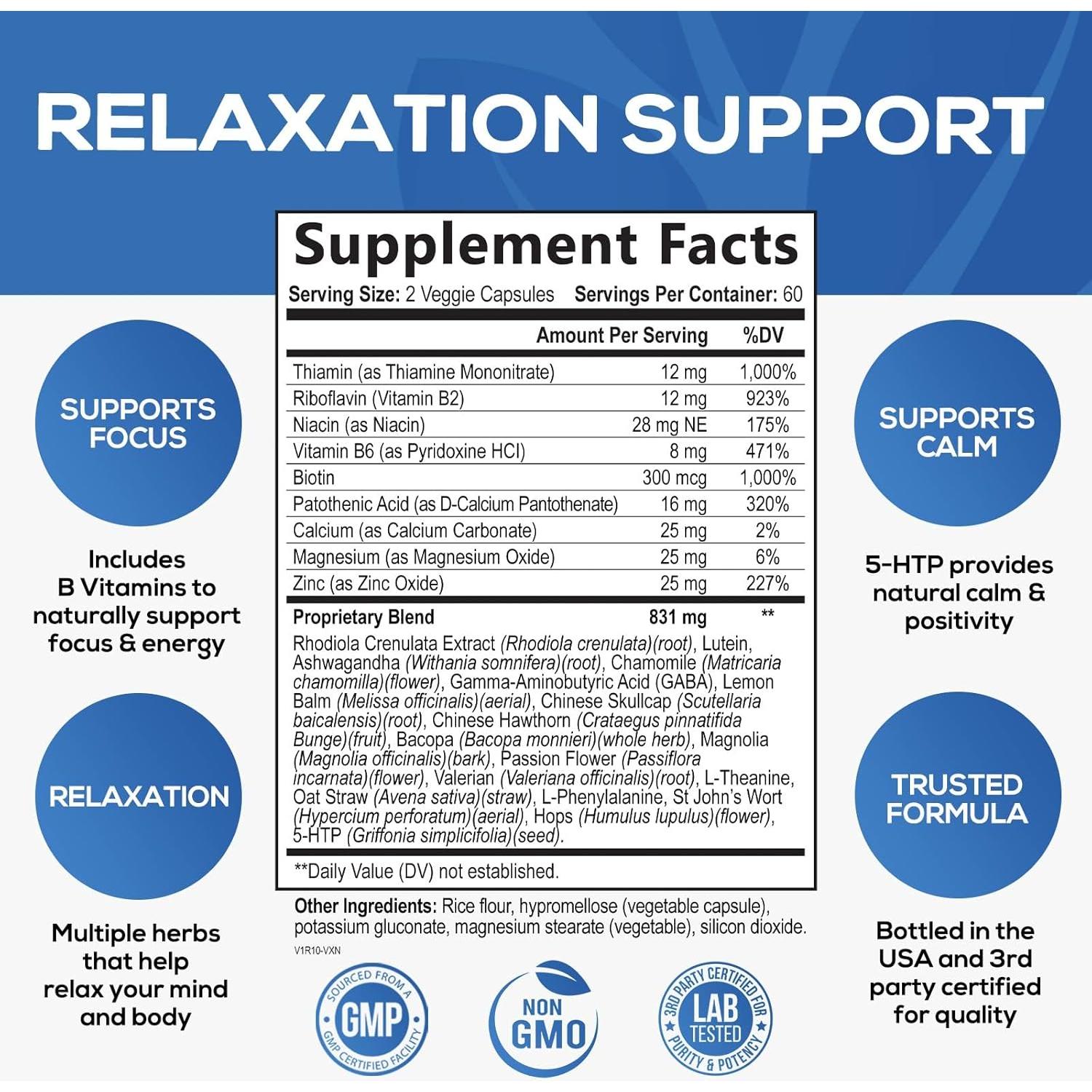 Suplemento Natural Calm Nature's Nutrition 60 Cápsulas