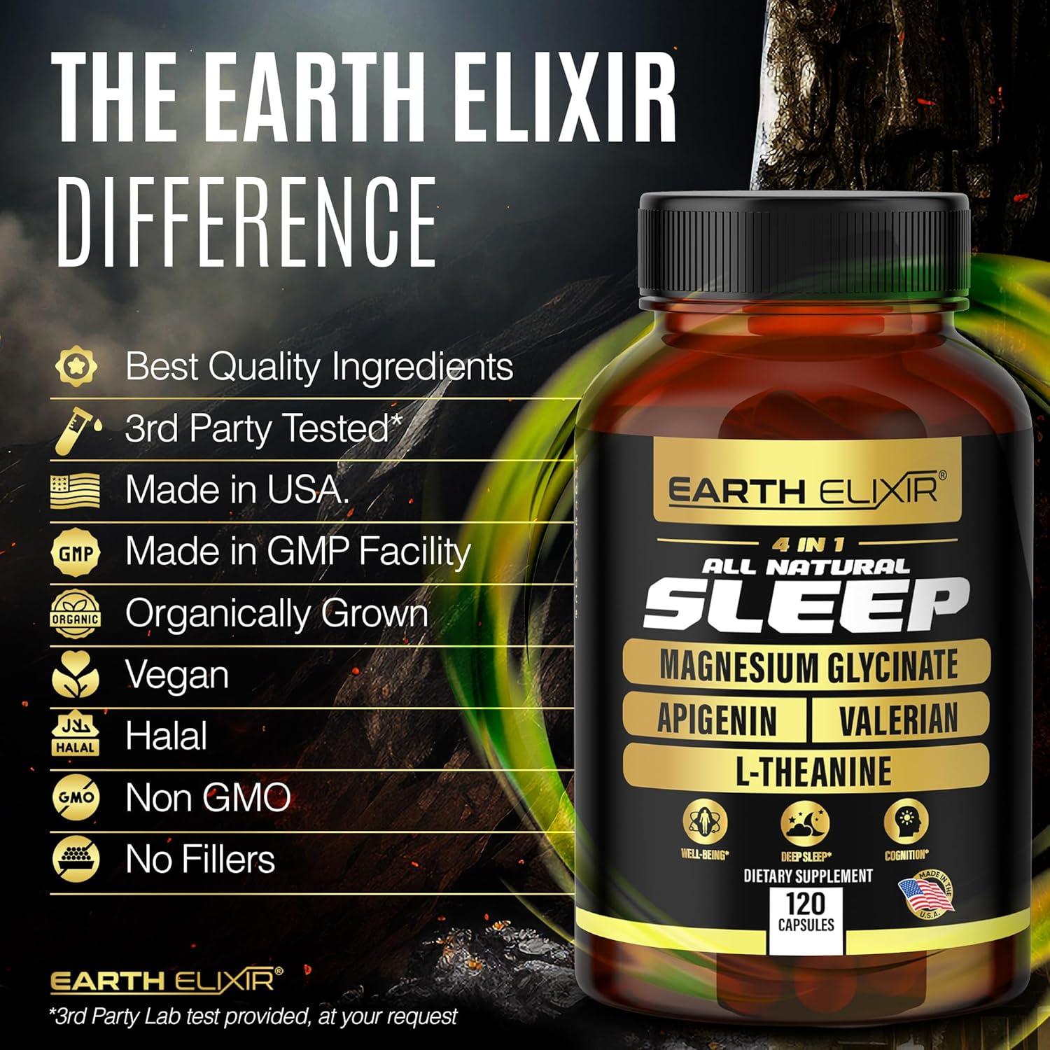 Suplemento para Dormir Earth Elixir 120 Cápsulas 4-en-1