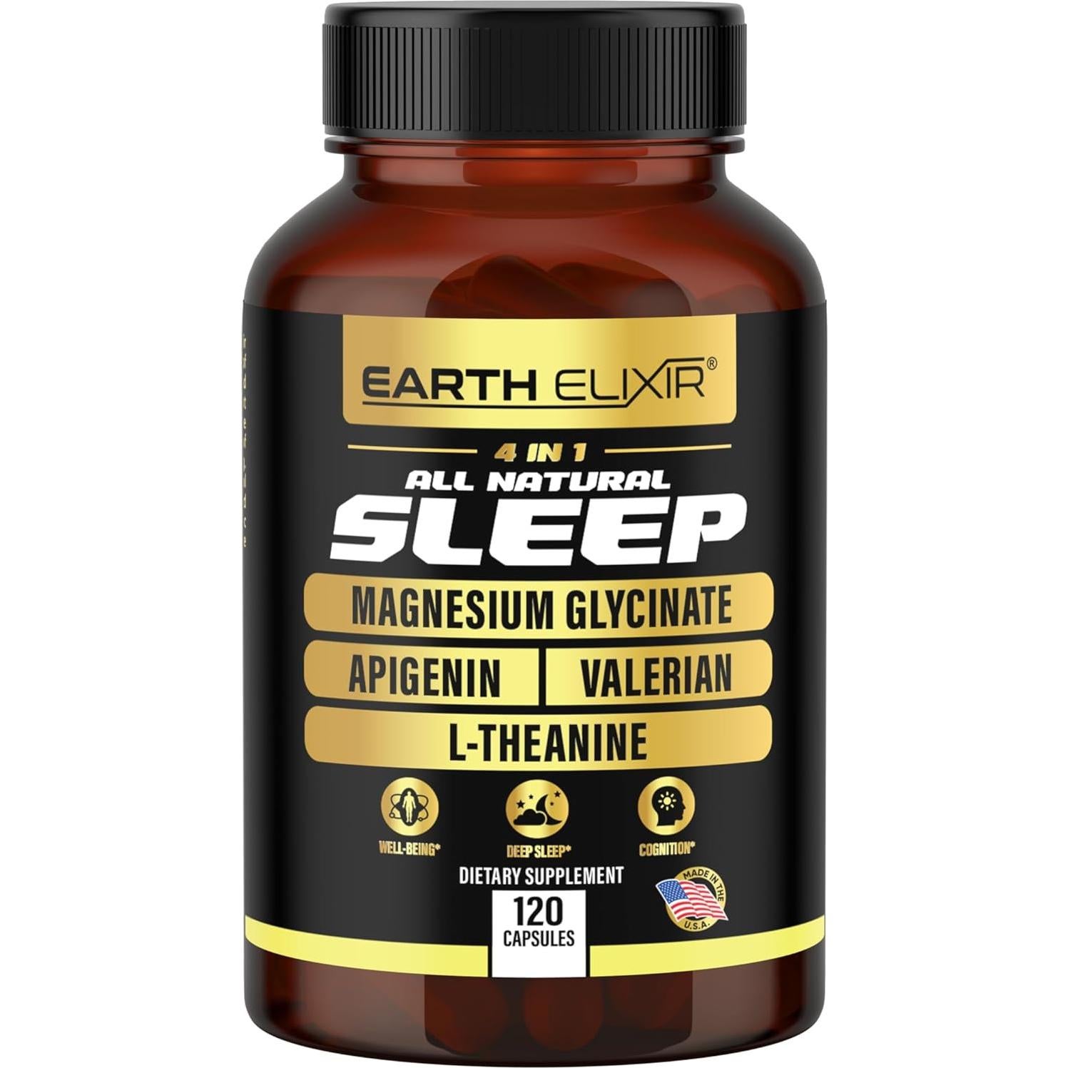 Suplemento para Dormir Earth Elixir 120 Cápsulas 4-en-1