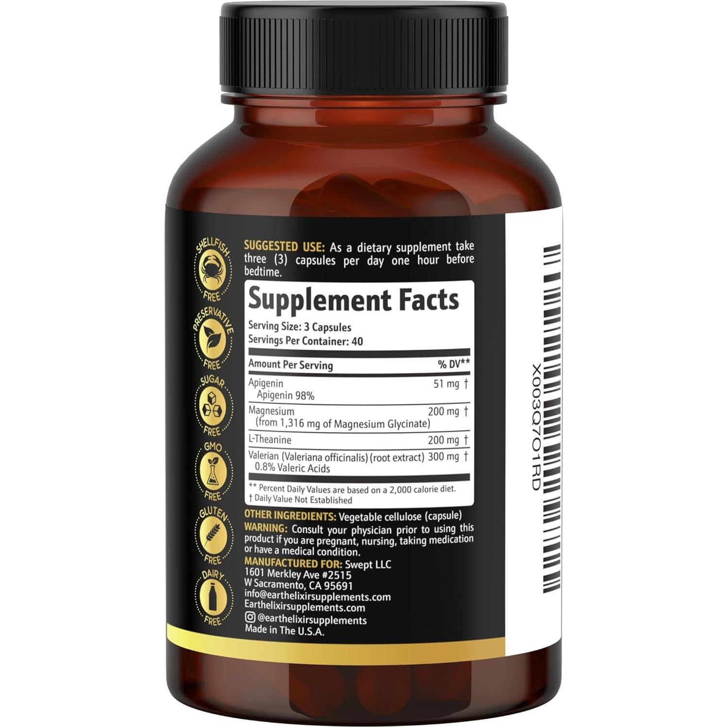 Suplemento para Dormir Earth Elixir 120 Cápsulas 4-en-1