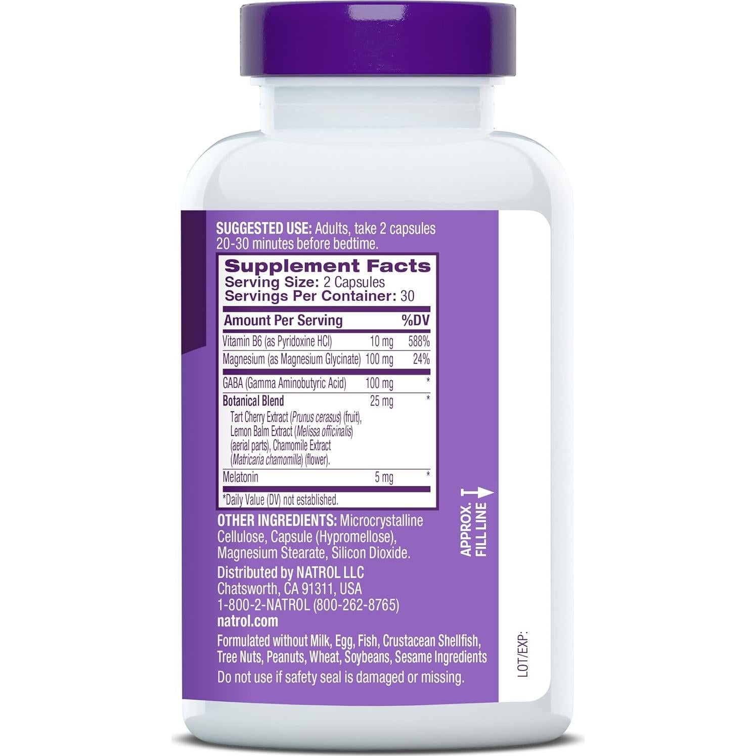 Cápsulas Natrol Sleep & Restore 30 días - Magnesio 100mg, Melatonina 5mg