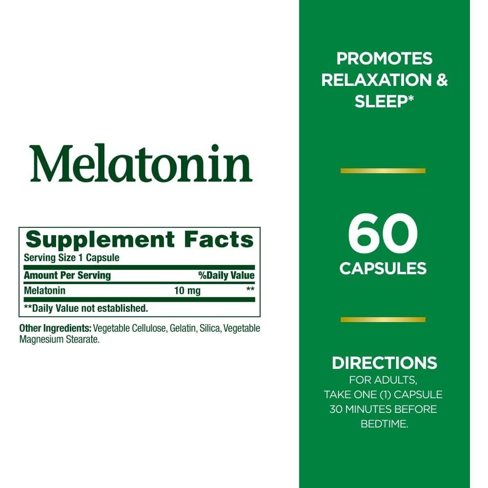 Melatonina Nature's Bounty 10 mg 60 Tabletas Suplemento
