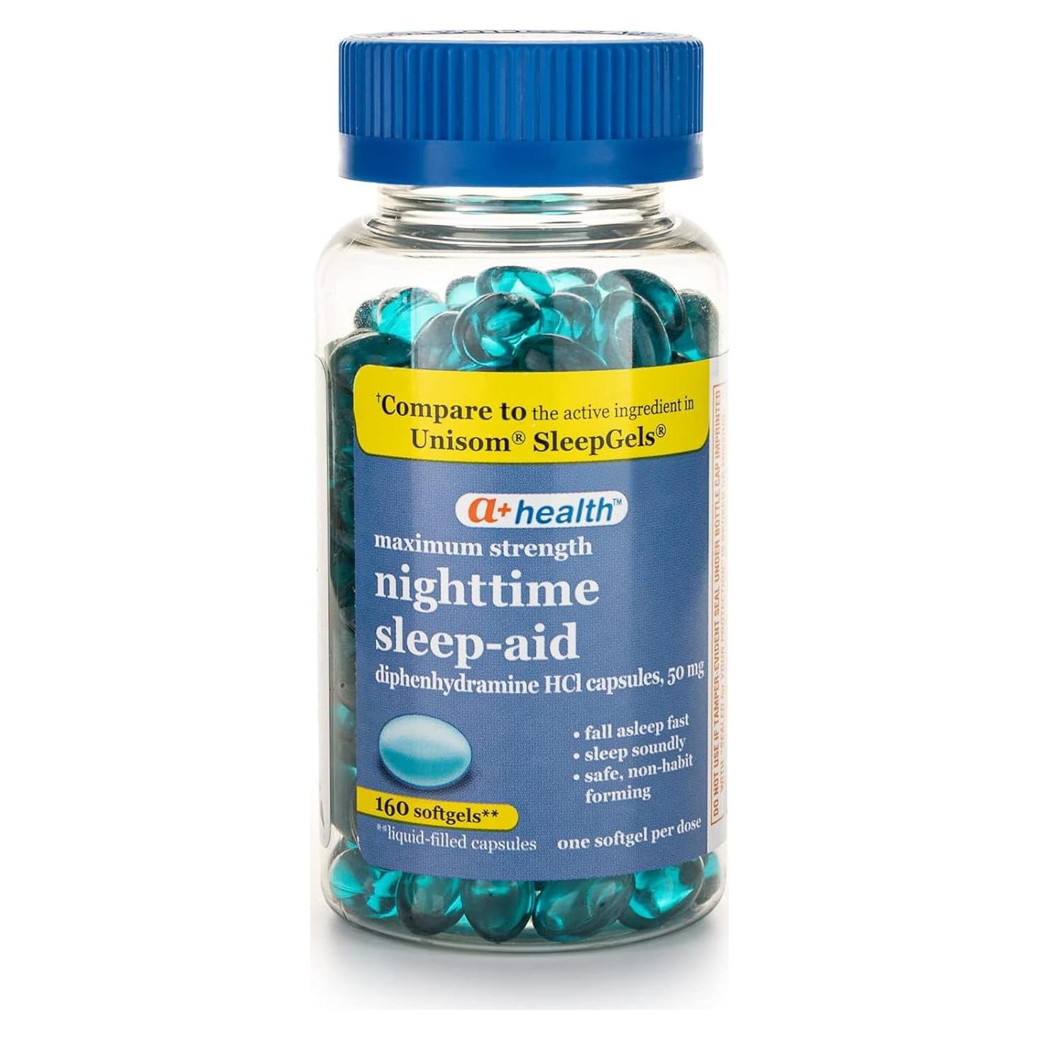 Diphenhydramine 50 mg Softgels A+ Health - 160 Unidades