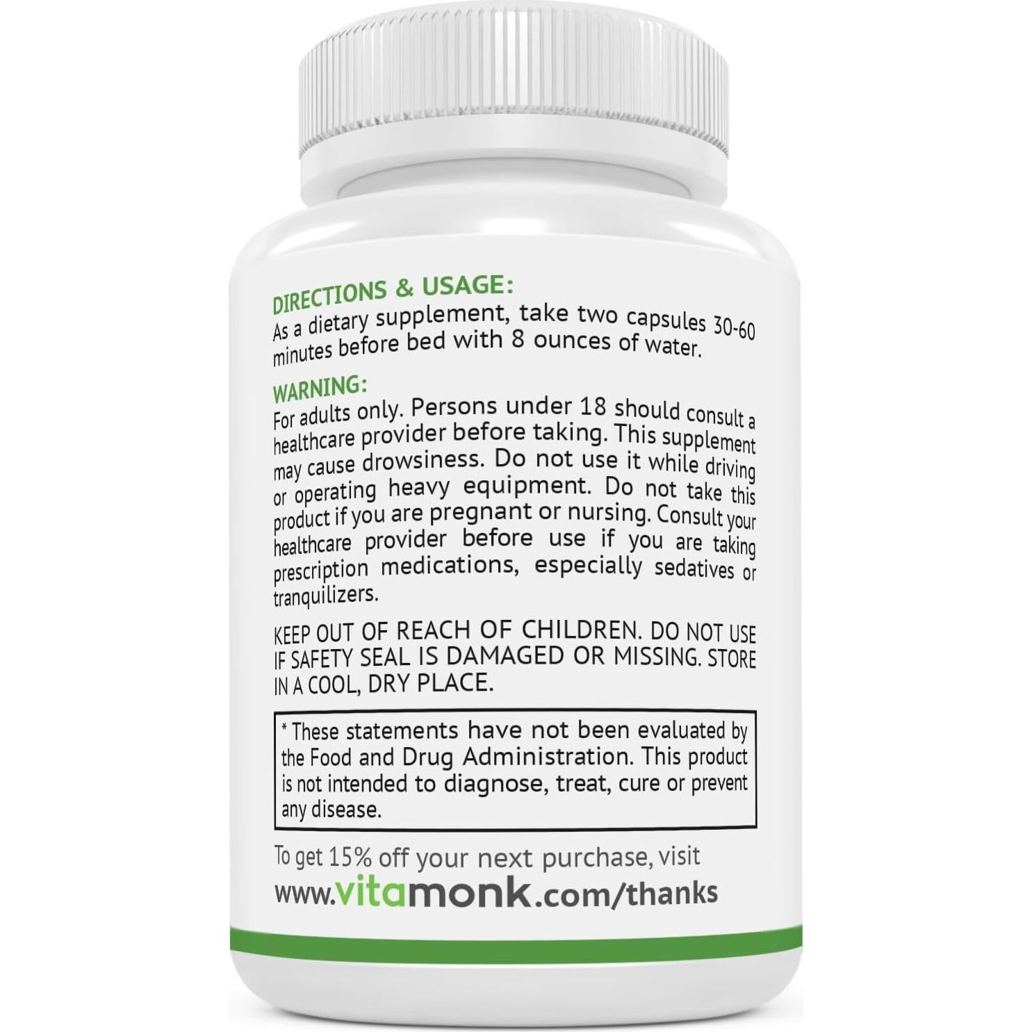 Suplemento Natural para Dormir VitaMonk Sin Melatonina 81g