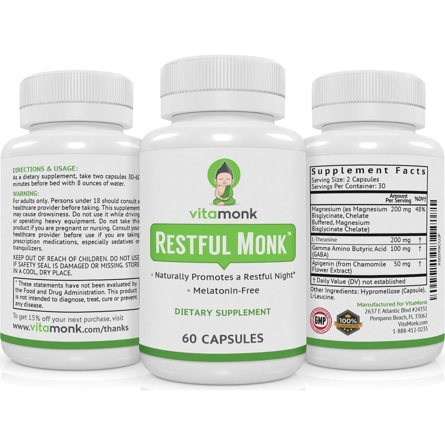 Suplemento Natural para Dormir VitaMonk Sin Melatonina 81g