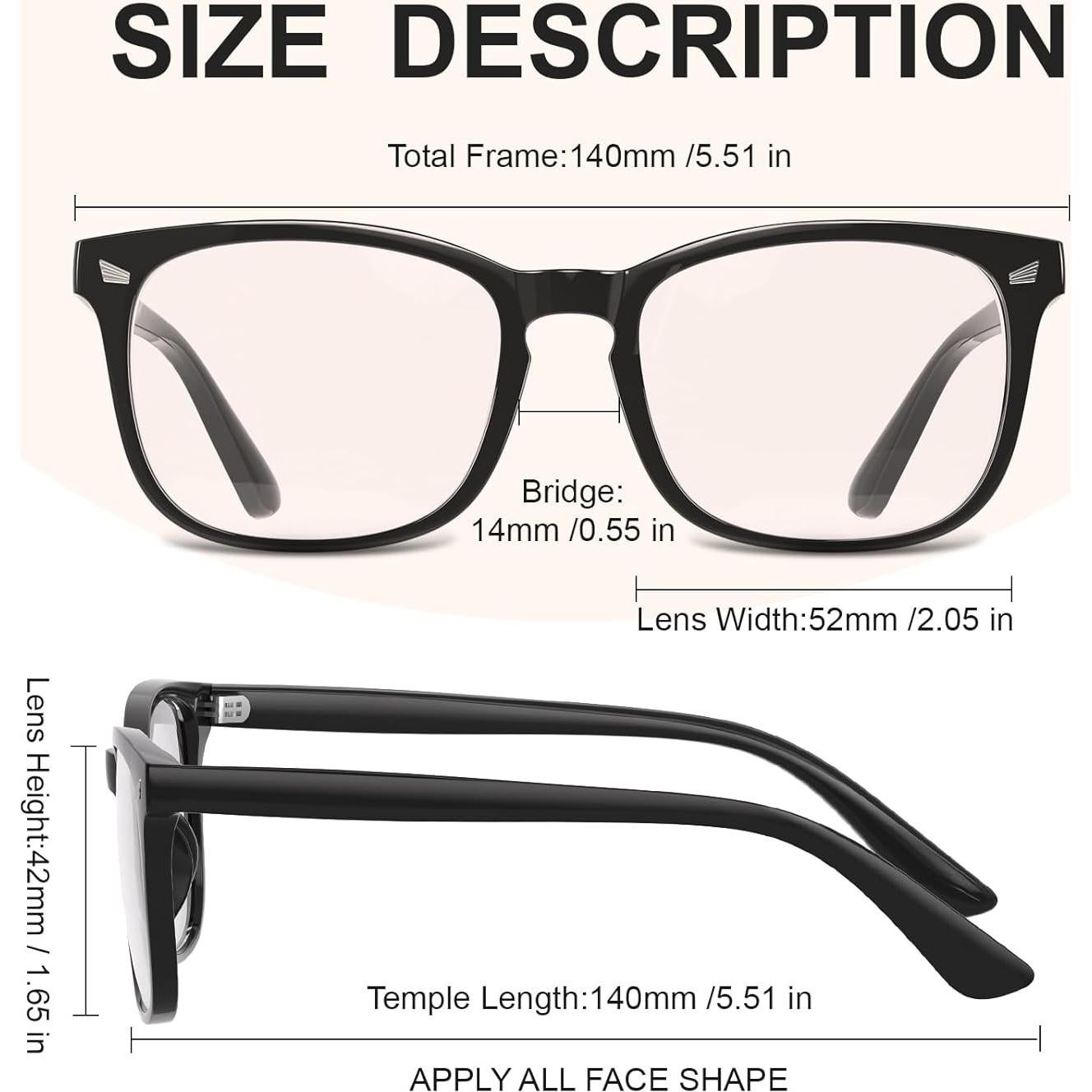 Gafas de luz azul Hunsquer unisex con lentes HD claras