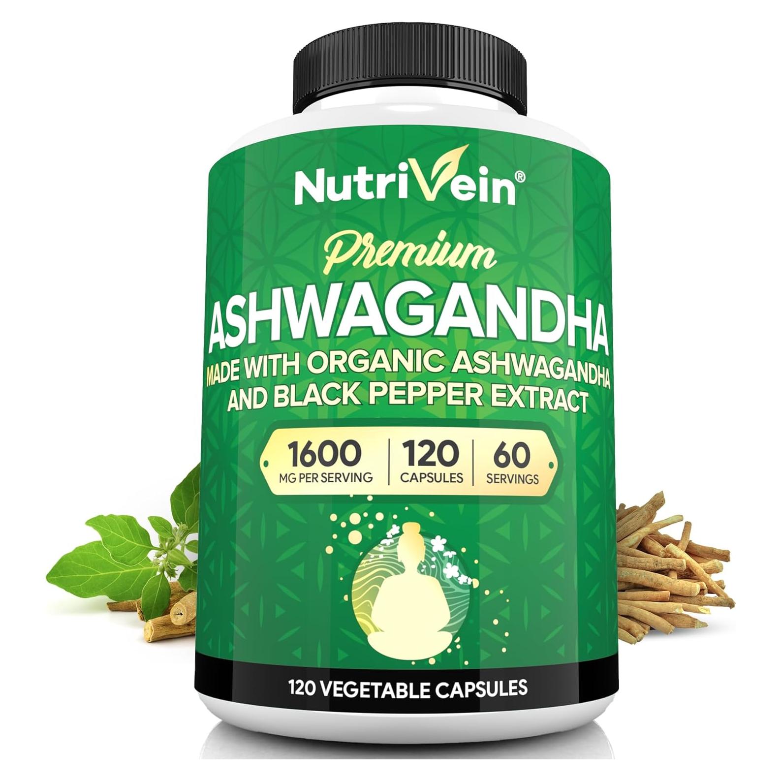 Cápsulas de Ashwagandha Nutrivein 1600mg 120 Veganas