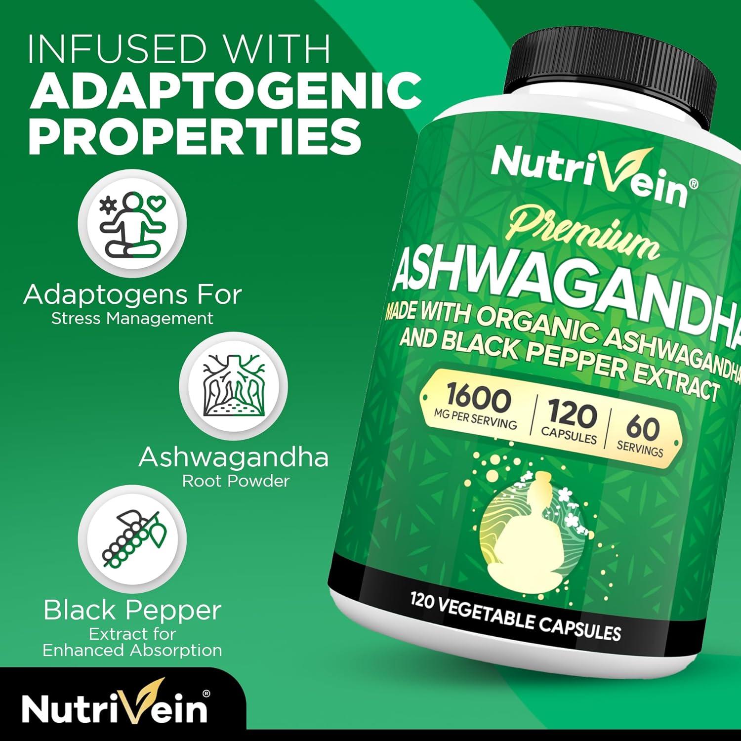Cápsulas de Ashwagandha Nutrivein 1600mg 120 Veganas