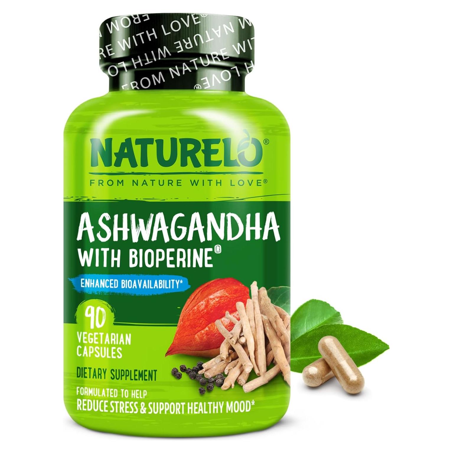 Suplemento Natural NATURELO Ashwagandha 90 Cápsulas Veganas