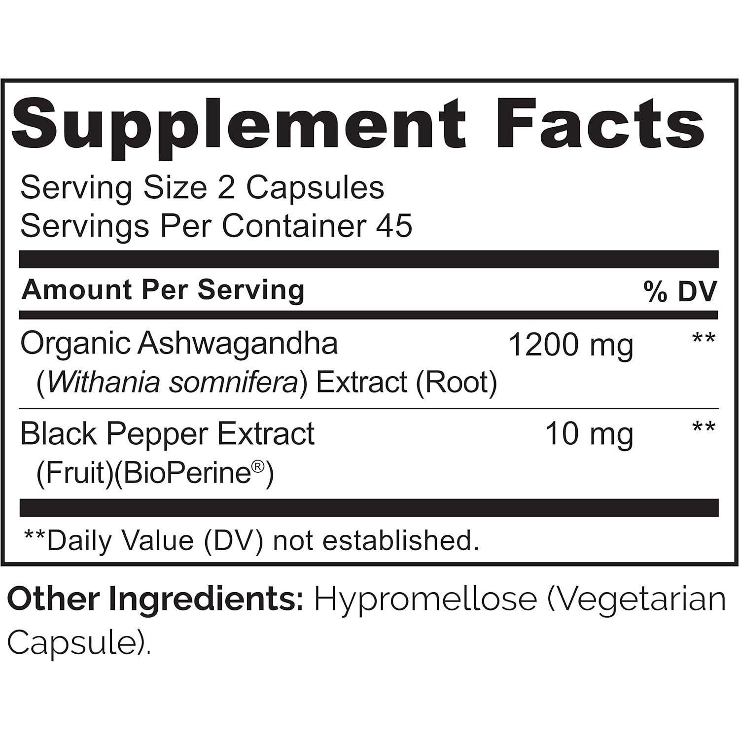 Suplemento Natural NATURELO Ashwagandha 90 Cápsulas Veganas