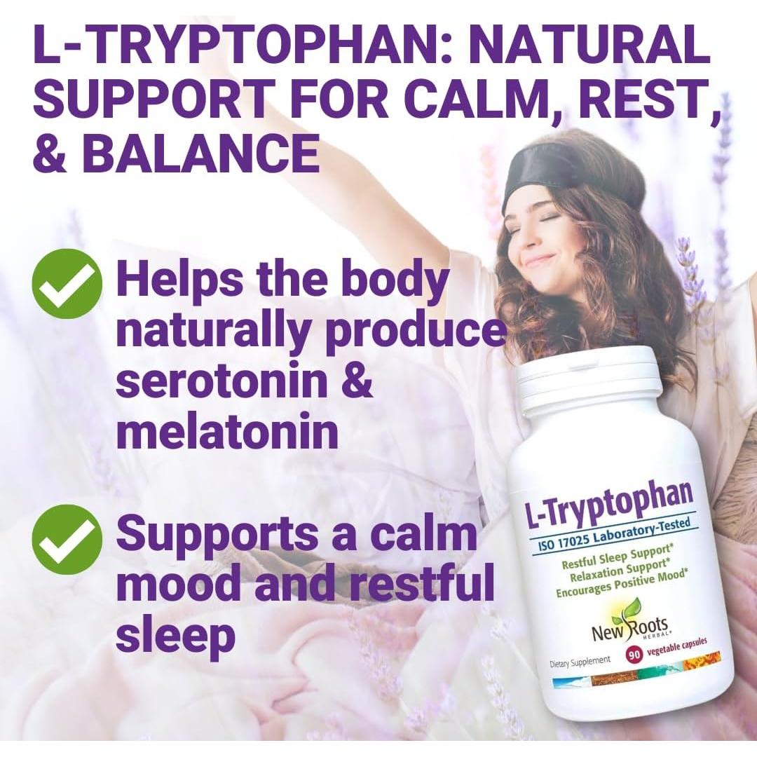 Suplemento L-Triptófano New Roots 90 Cápsulas 220mg