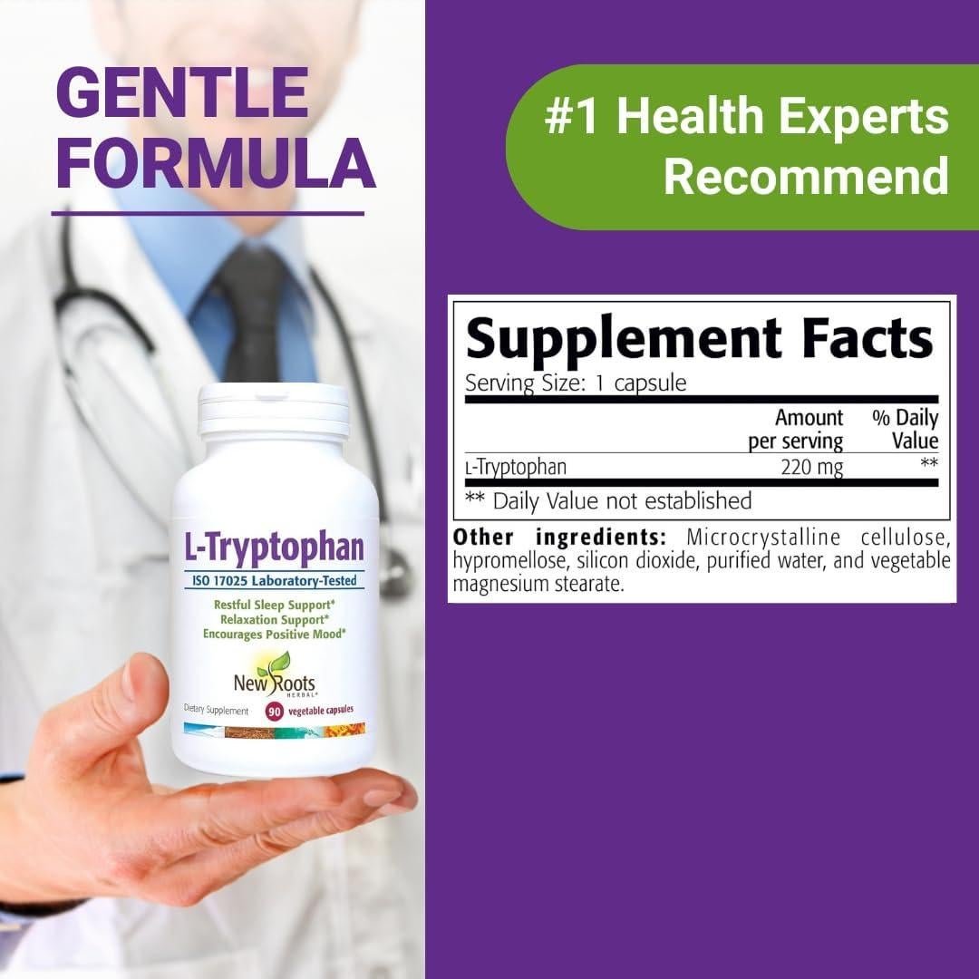 Suplemento L-Triptófano New Roots 90 Cápsulas 220mg