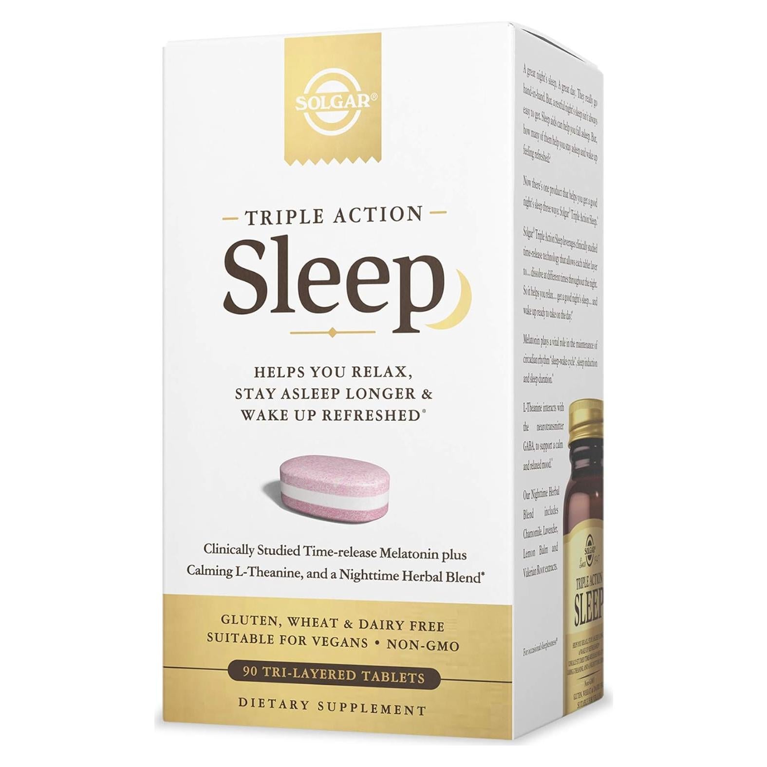 Solgar Sueño Triple Acción 90 Tabletas Melatonina L-Theanina