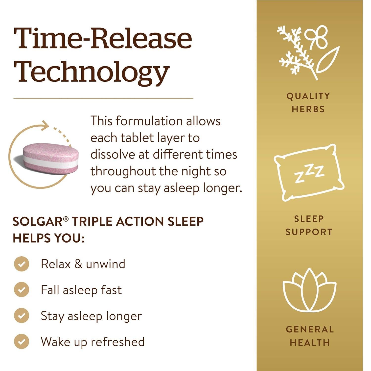 Solgar Sueño Triple Acción 90 Tabletas Melatonina L-Theanina