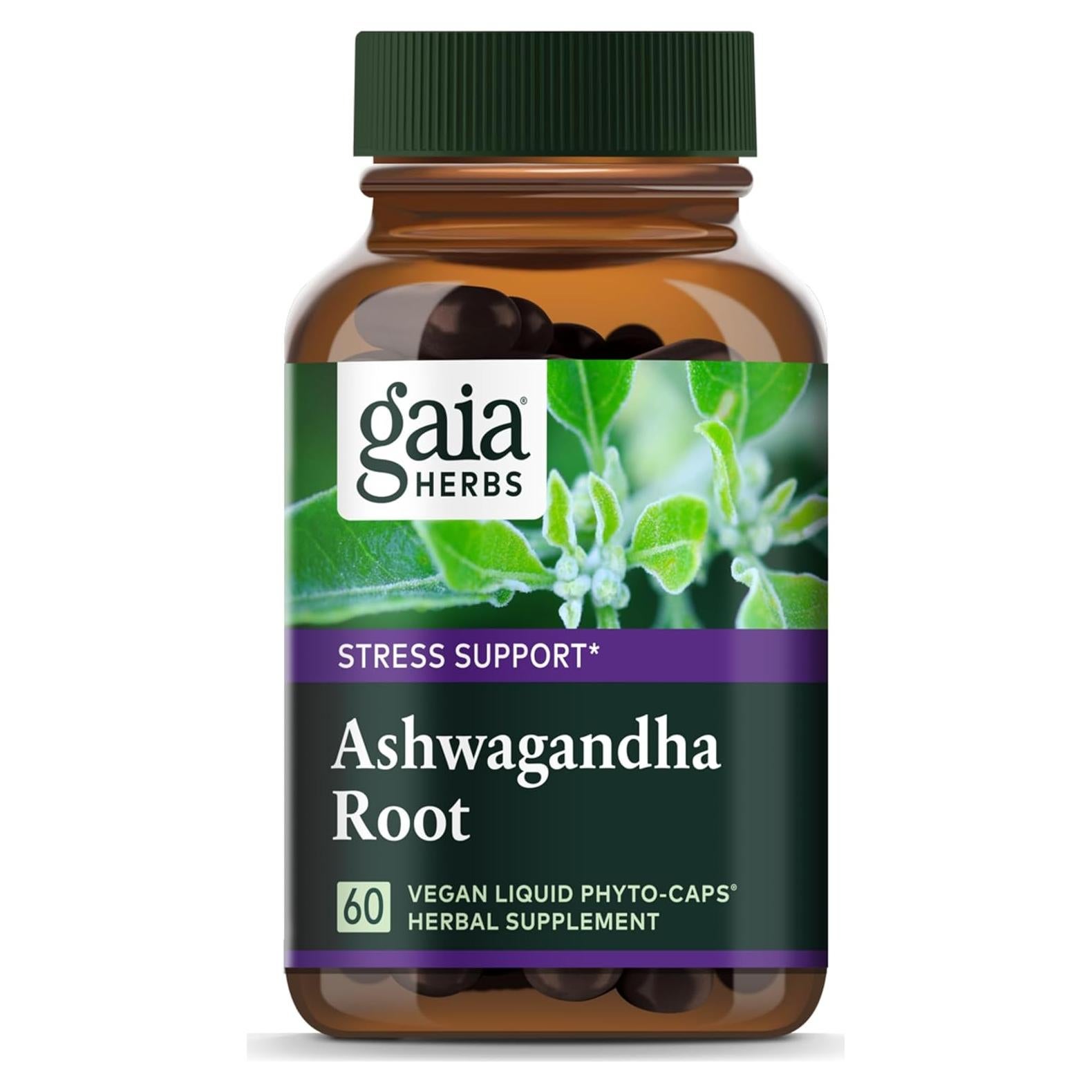 Raíz de Ashwagandha Gaia Herbs 60 Cápsulas Veganas