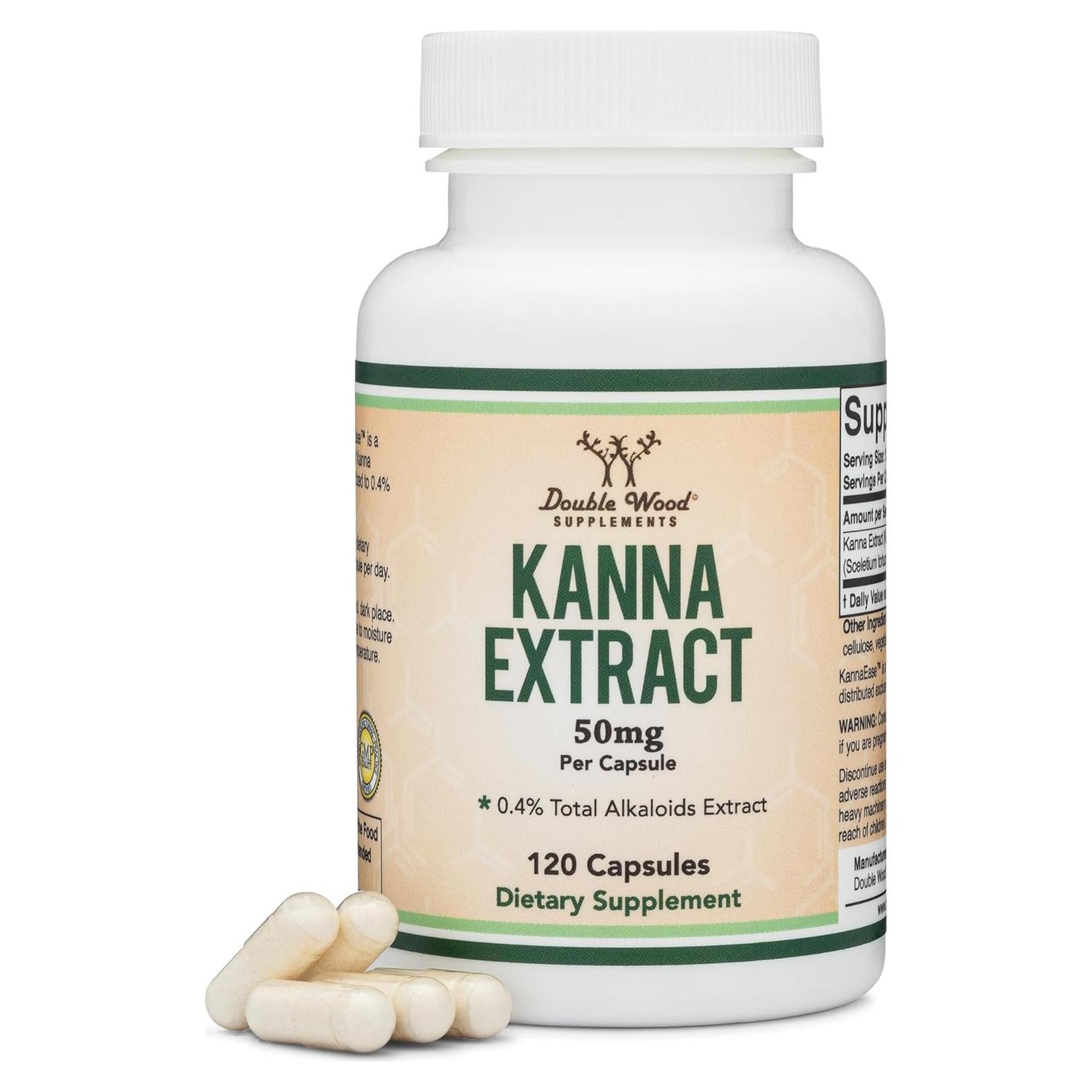 Suplemento Kanna Double Wood 50mg 120 Cápsulas Veganas