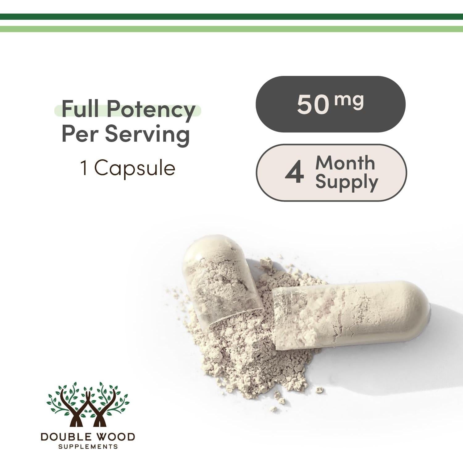 Suplemento Kanna Double Wood 50mg 120 Cápsulas Veganas