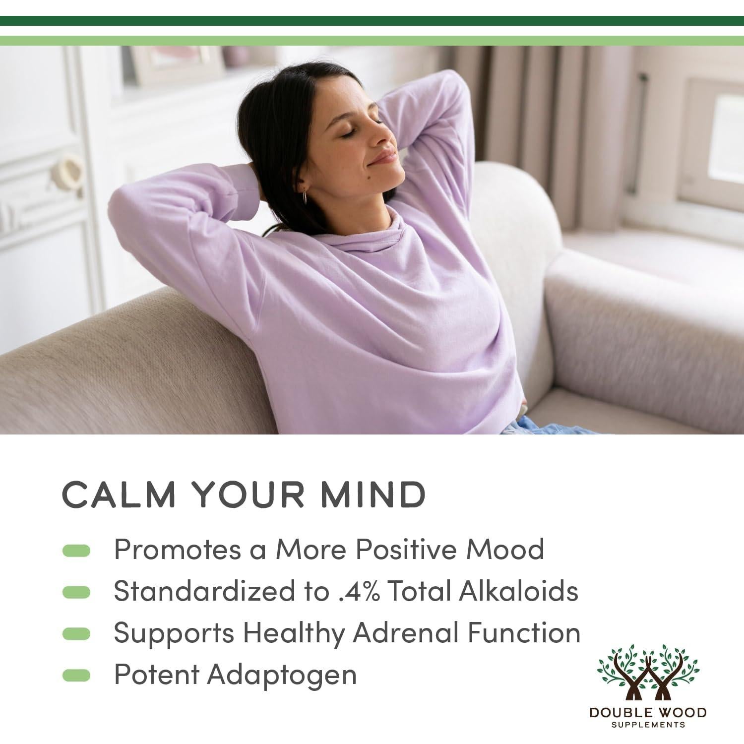 Suplemento Kanna Double Wood 50mg 120 Cápsulas Veganas