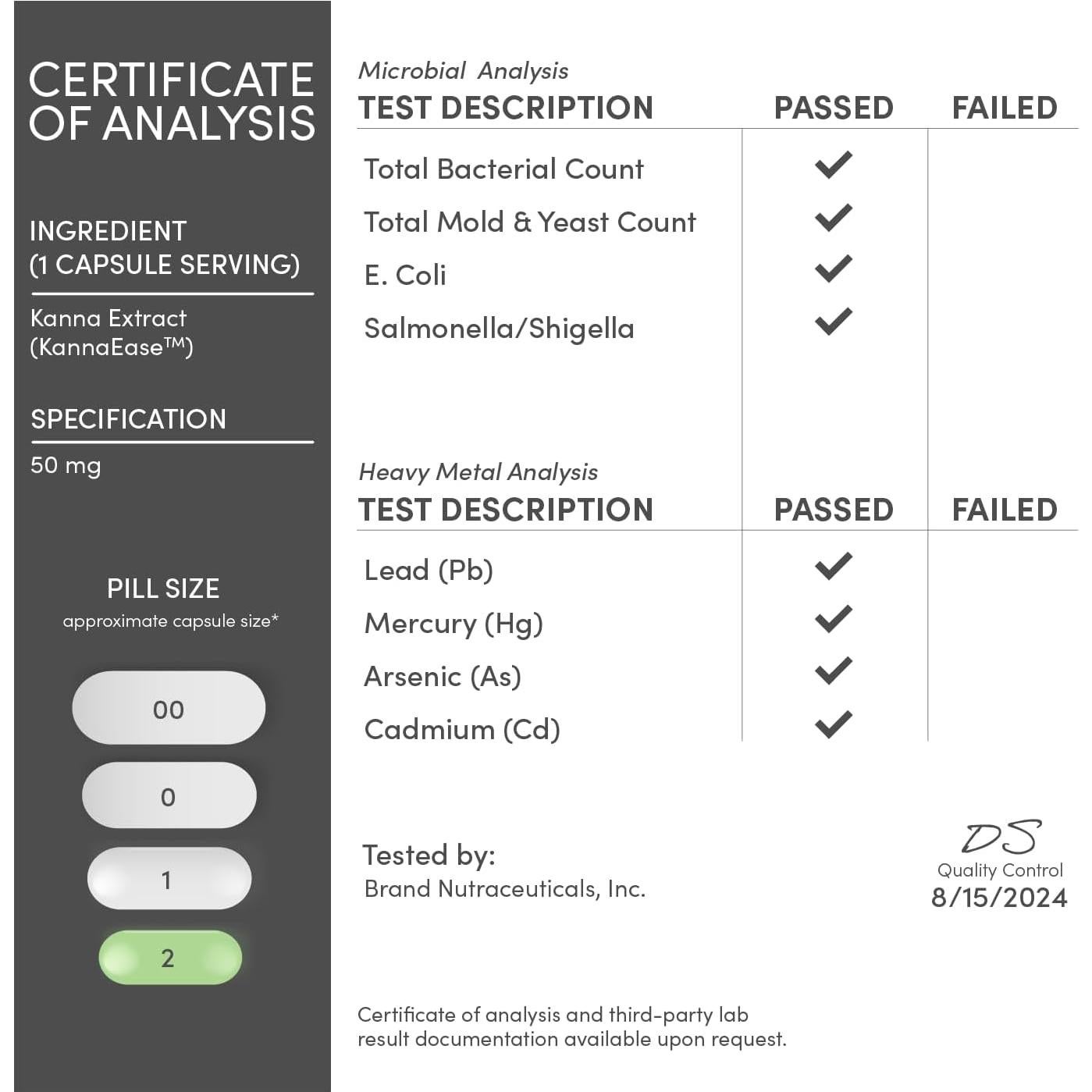 Suplemento Kanna Double Wood 50mg 120 Cápsulas Veganas