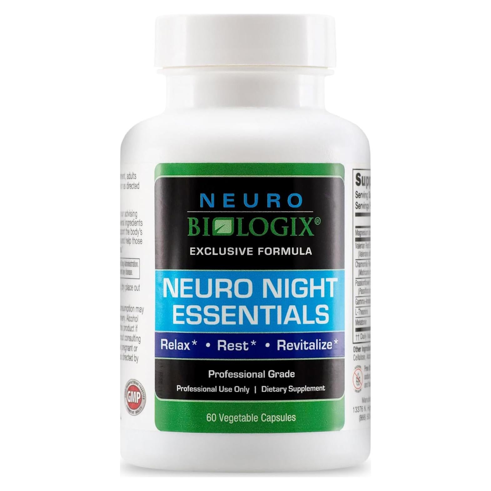 Suplemento Nocturno Neurobiologix 60 Cápsulas Veganas GABA