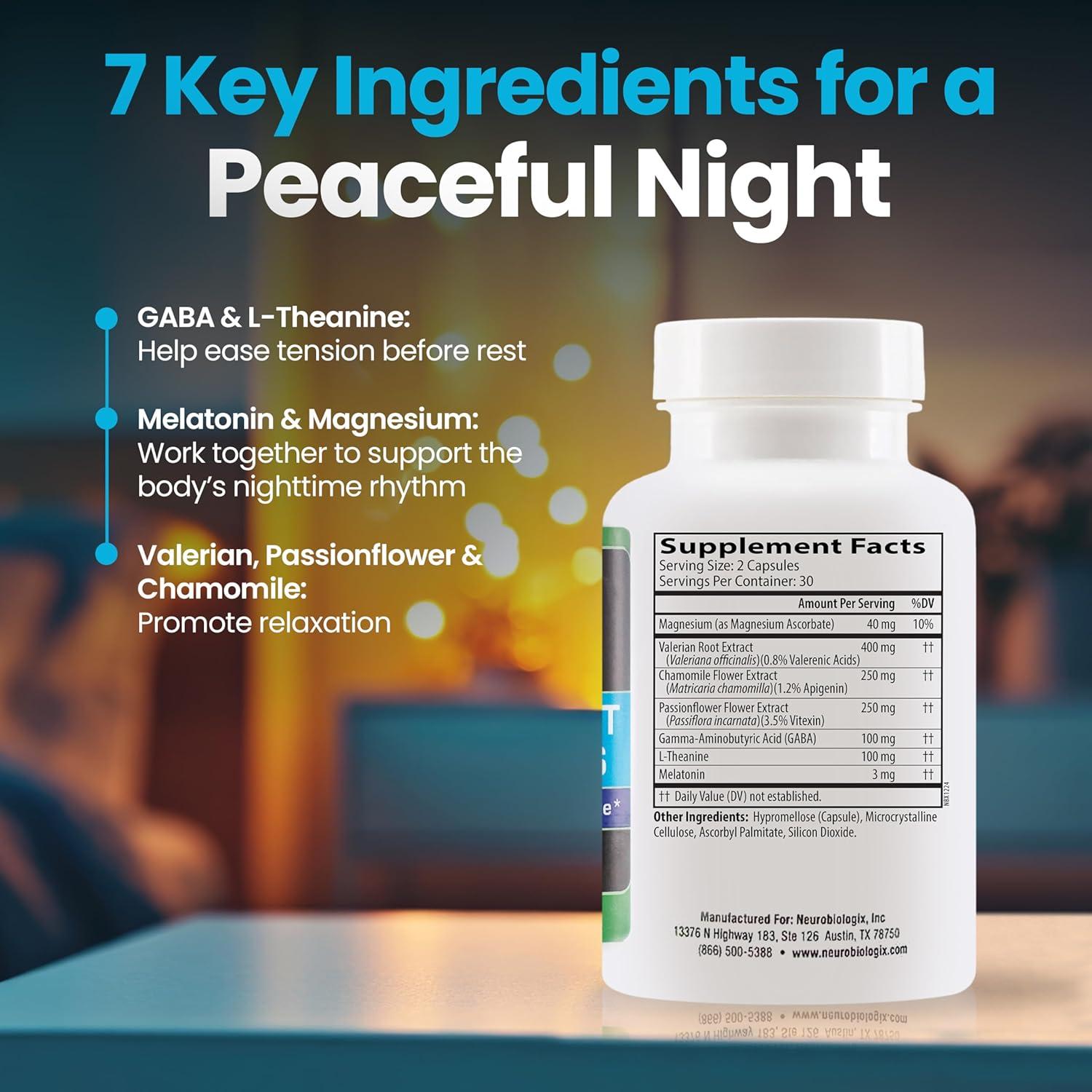 Suplemento Nocturno Neurobiologix 60 Cápsulas Veganas GABA