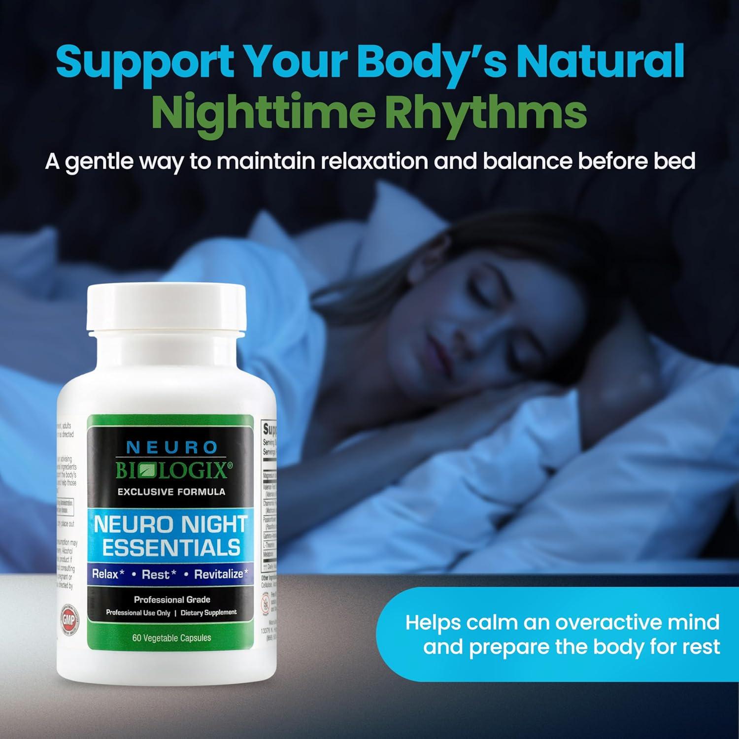 Suplemento Nocturno Neurobiologix 60 Cápsulas Veganas GABA