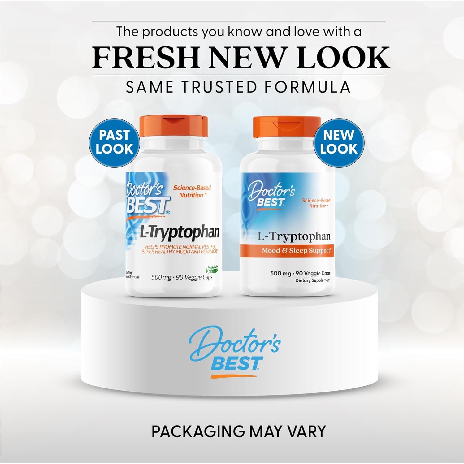 L-Tryptófano Doctor's Best 90 Cápsulas Veganas 6,03 cm