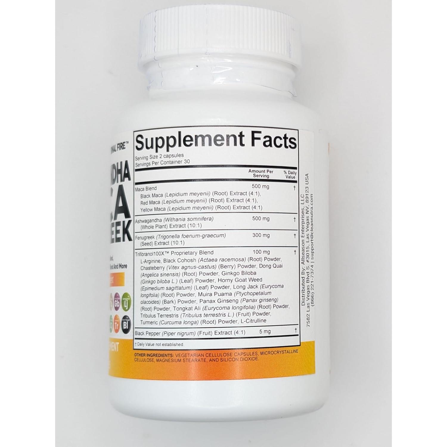 Suplemento de Ashwagandha Clean Nutraceuticals 60 Cápsulas