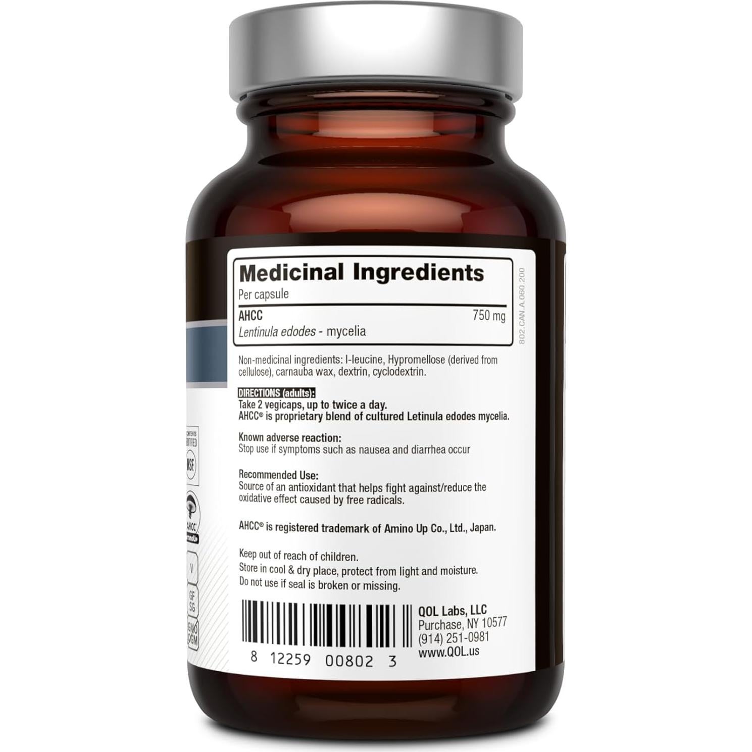 Suplemento Inmunológico Kinoko Platinum AHCC 750 mg 60 Cápsulas