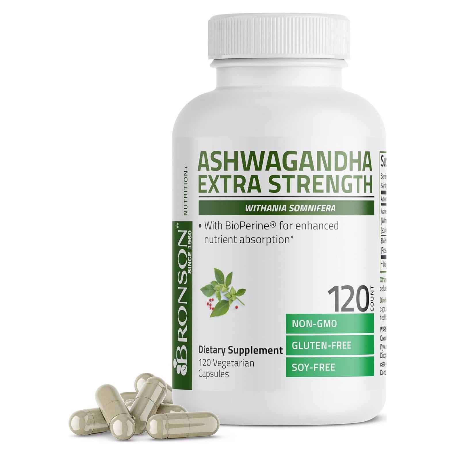 Bronson Ashwagandha Extra Fuerte 120 Cápsulas Vegetarianas