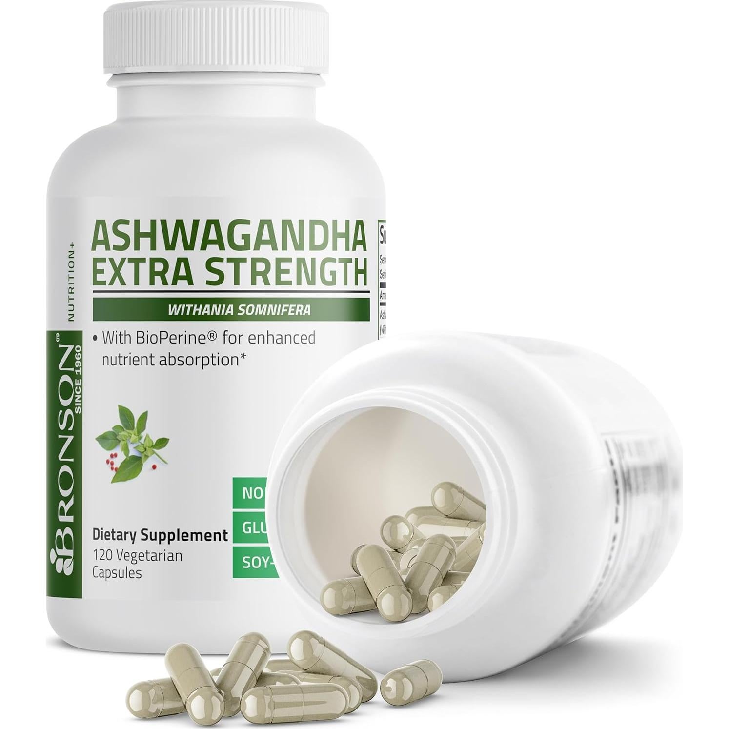 Bronson Ashwagandha Extra Fuerte 120 Cápsulas Vegetarianas