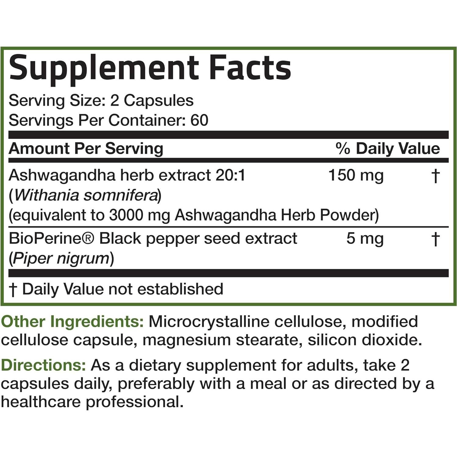 Bronson Ashwagandha Extra Fuerte 120 Cápsulas Vegetarianas