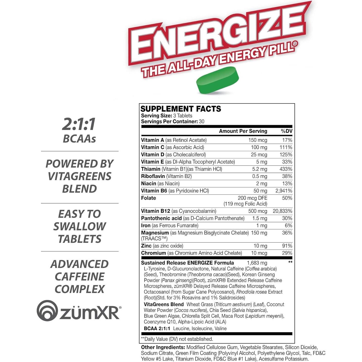 Energiza Inmunidad Suplemento 90 Tabletas Vitaminas A, B, C, D, E