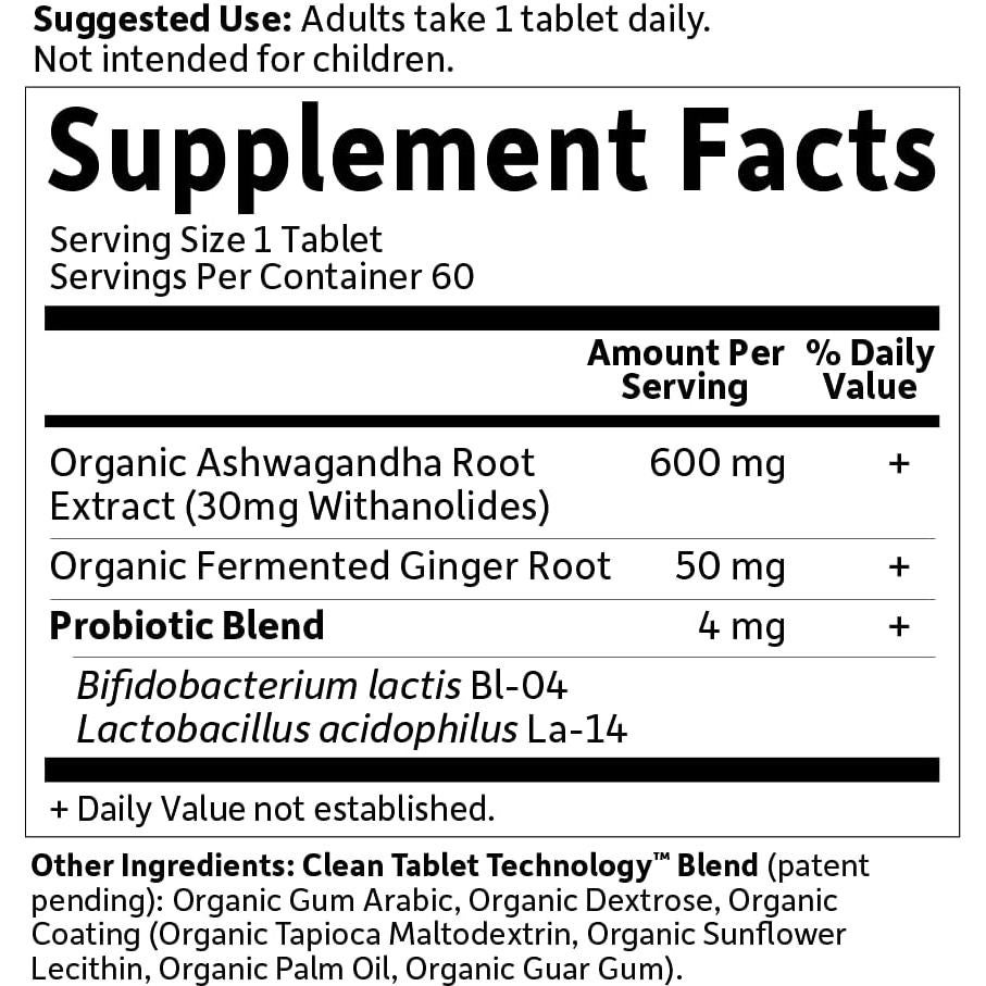 Suplemento Ashwagandha Orgánico Garden of Life 60 Tabletas