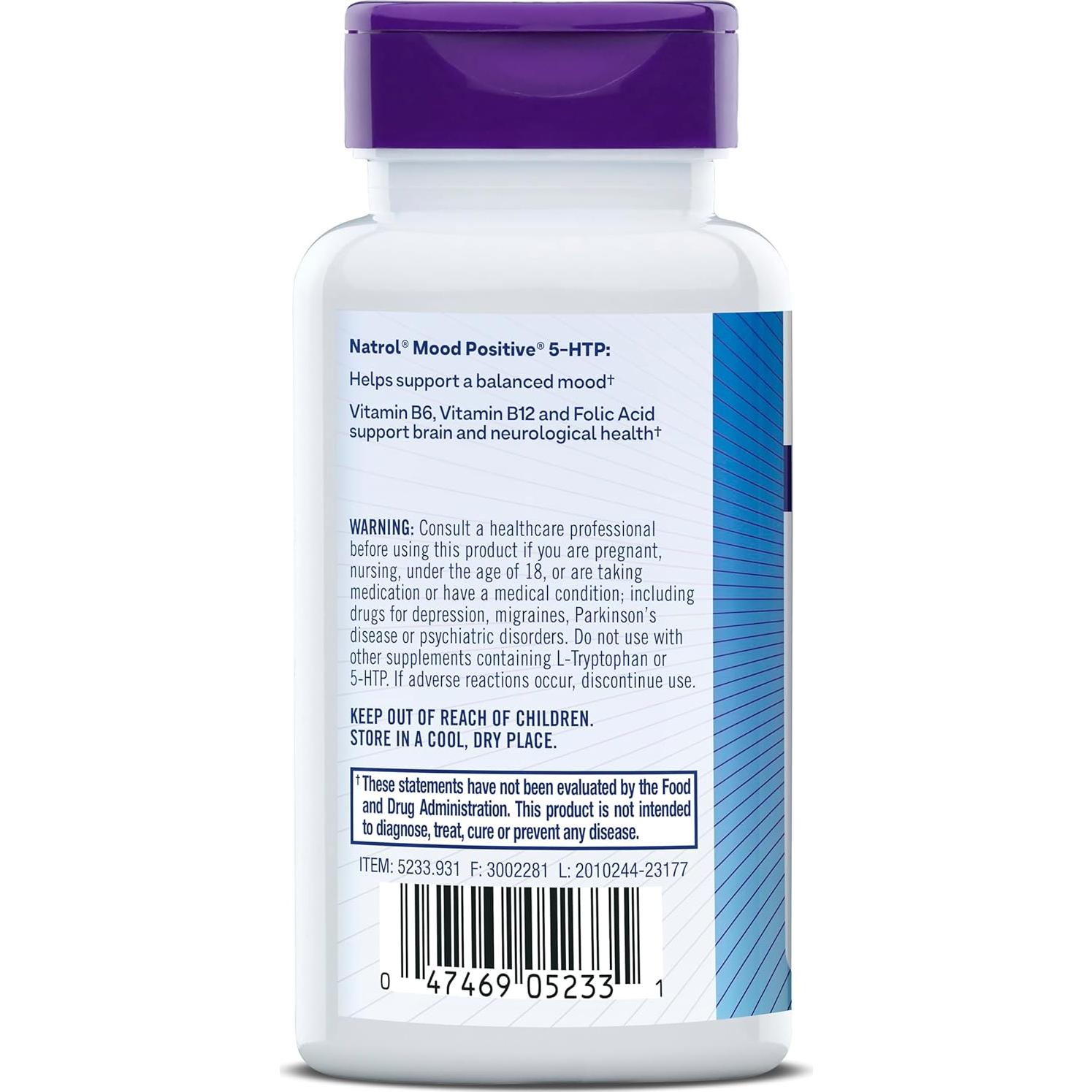 Suplemento Natrol Mood Positive 5-HTP 50 tabletas