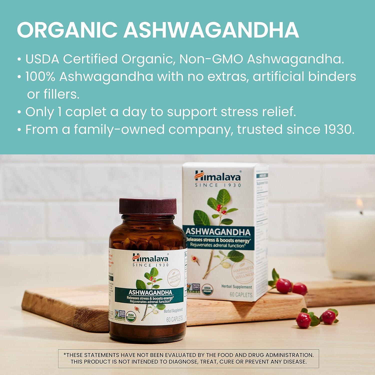 Himalaya Ashwagandha Orgánico 670 mg 60 Tabletas Veganas