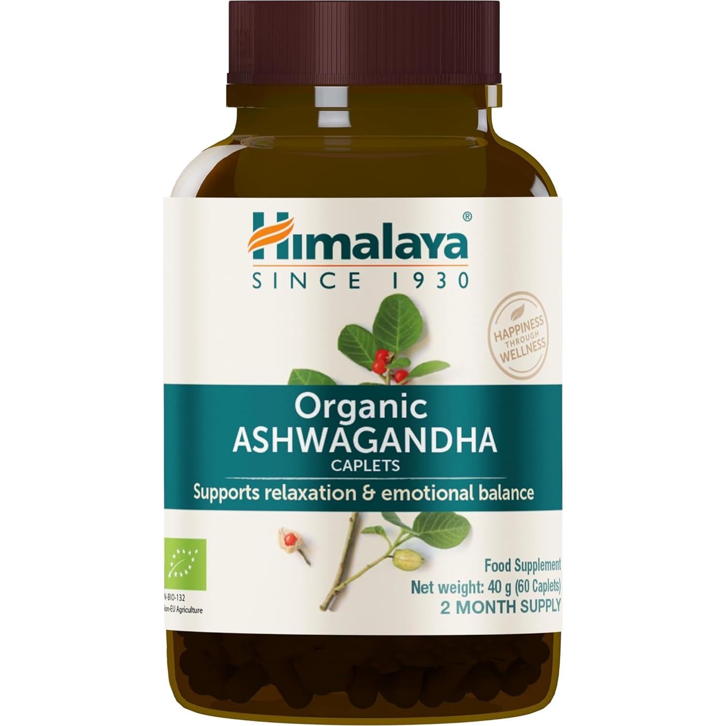 Himalaya Ashwagandha Orgánico 670 mg 60 Tabletas Veganas