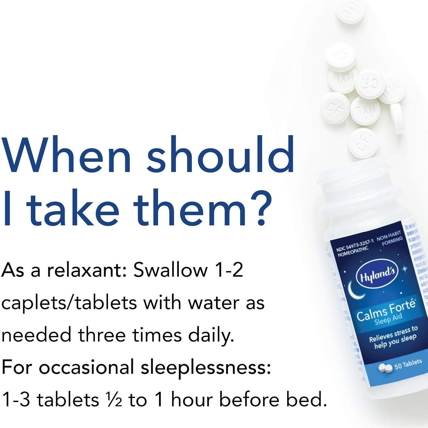 Tabletas para dormir Calms Forte Hyland, 50 unidades, alivio natural
